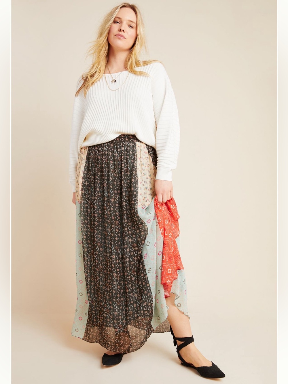 Anthropologie Margot Pleated Maxi Skirt size 4